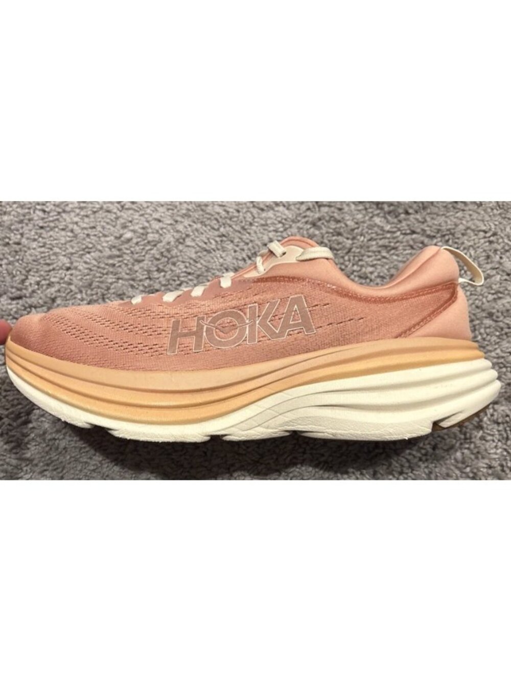 Hoka Bondi 8 Women's Size 11B Sandstone Cream Running Shoes Comfort Sneakers
